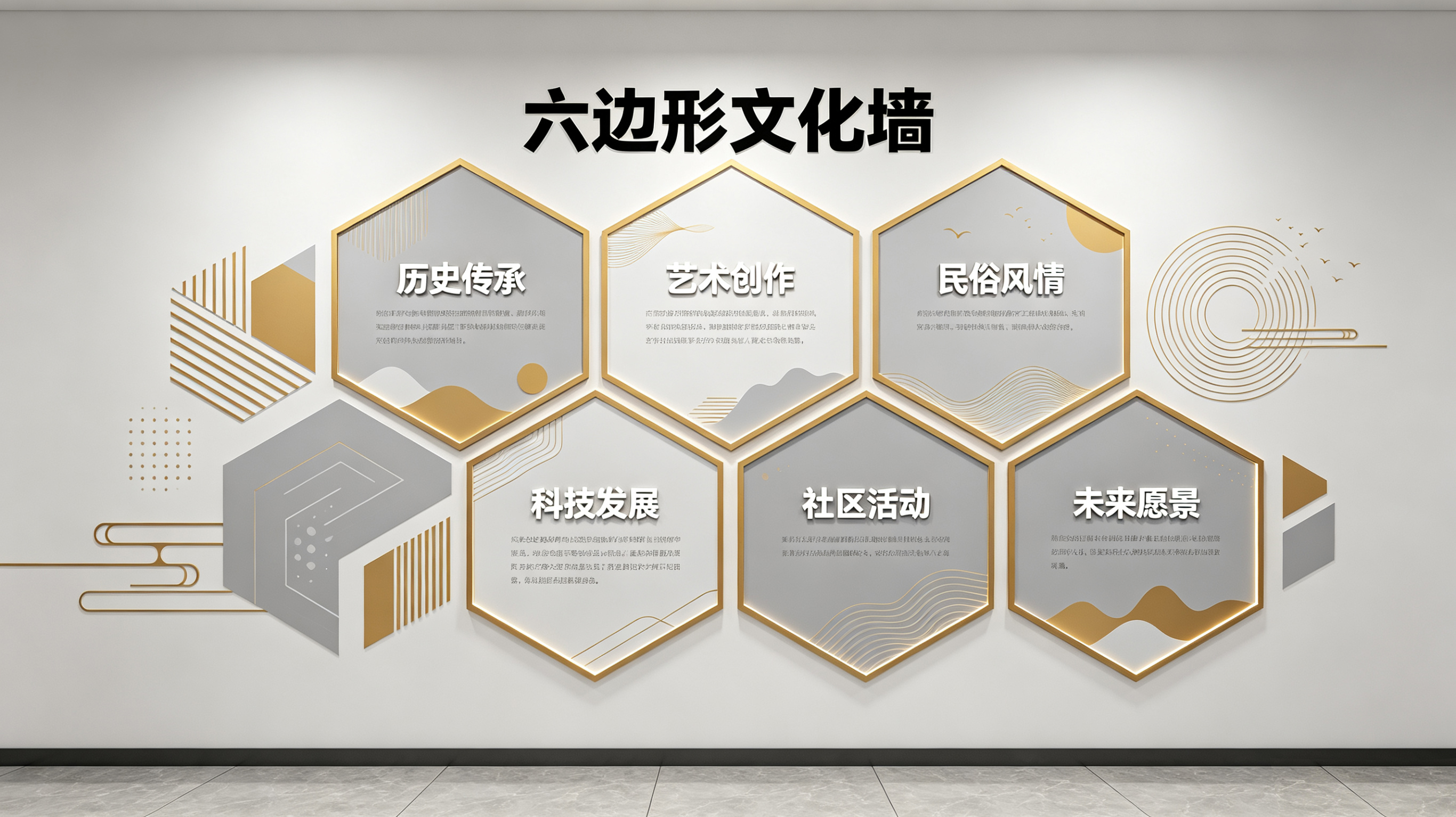 延安企业文化墙 | 六边形信息美学